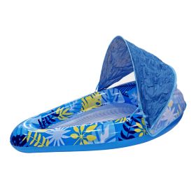 1pc Thick Large Swimming Pool Float With Cup Holder And Sunshade, Essential For Pool Parties And Beaches, Comes With A Manual Air Pump (Option: Style2 Blue)