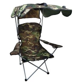 Foldable Beach Canopy Chair Sun Protection Camping Lawn Canopy Chair 330LBS Load Folding Seat (Color: camouflage)